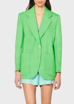 Зеленый пиджак Sandro с накладными карманами, фото